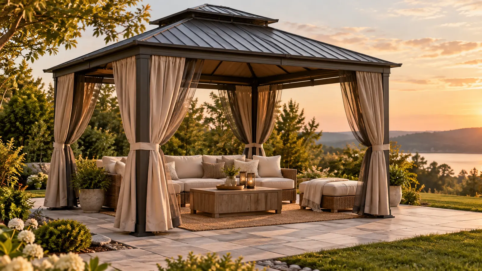 9 Best Hardtop Gazebos With Curtains of 2026: Top Picks for Outdoor Living 1 Illustrative gazebo scene: hardtop gazebos with curtains
