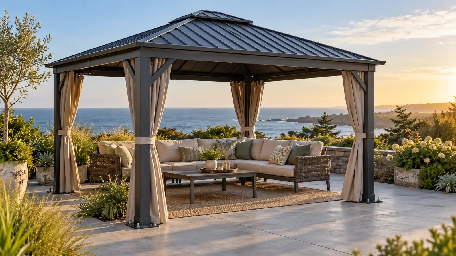 6 Best Hardtop Gazebos for High Winds of 2026: Durable Picks 1 Illustrative gazebo scene: hardtop gazebos for high winds